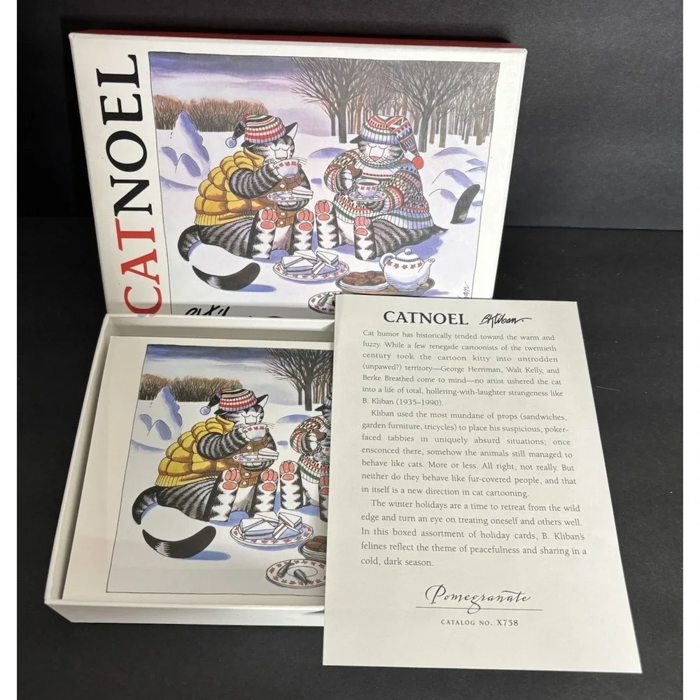 B Kliban Cat Noel Christmas Cards 4 Designs Theme Boxed Set of 20 NIB